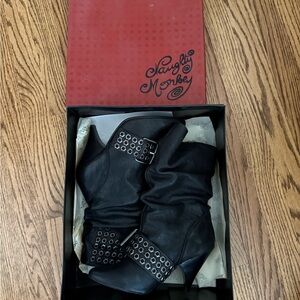 Naughty Monkey Black Slouchy Boots with Buckle